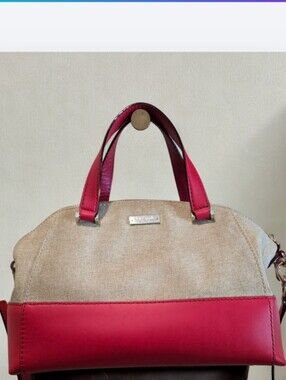 🔥 Kate Spade Red Accent Canvas Satchel